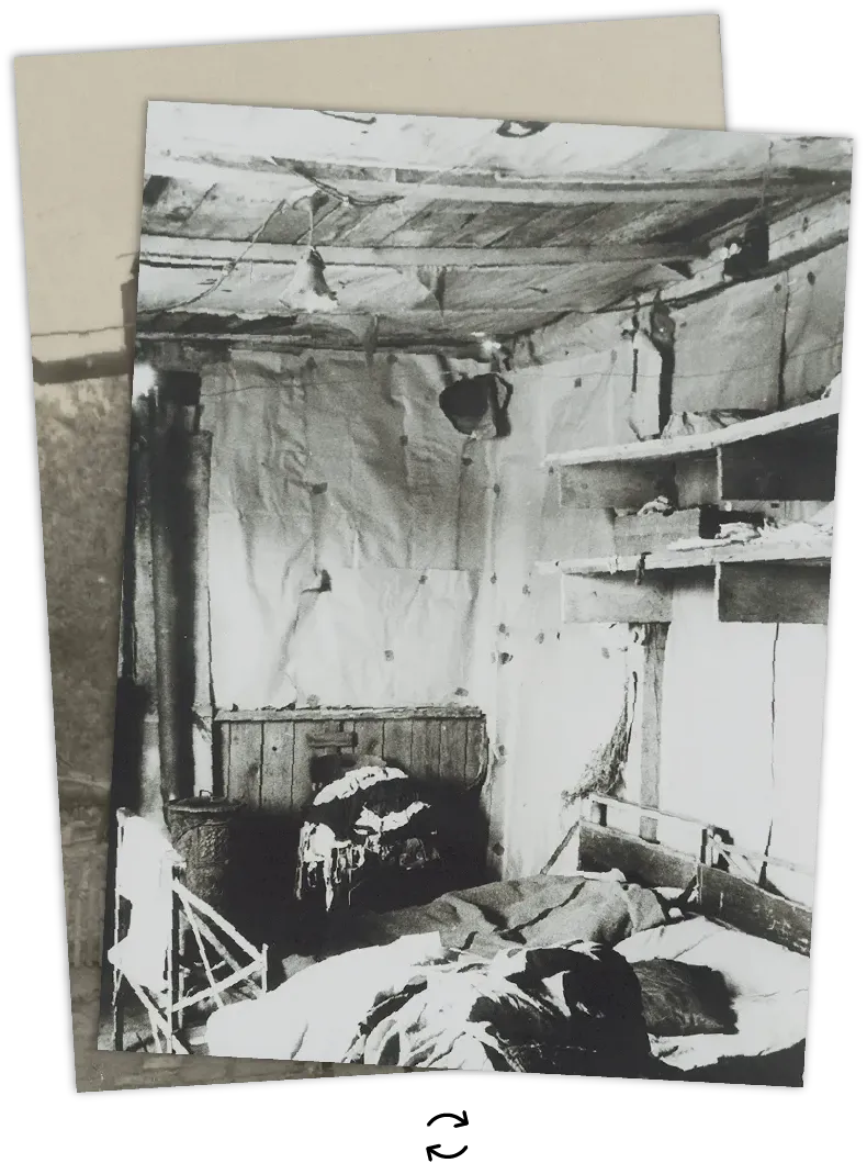 Notunterkunft in einer Nissenhütte